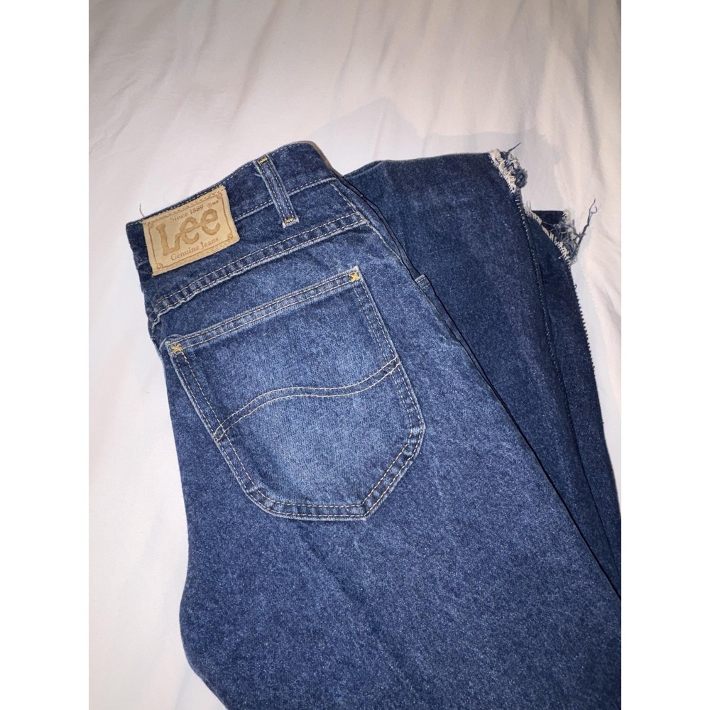 VTG Lee Jeans 31x34 Blue Denim Regular Fit Straight Leg Distressed (29x31)